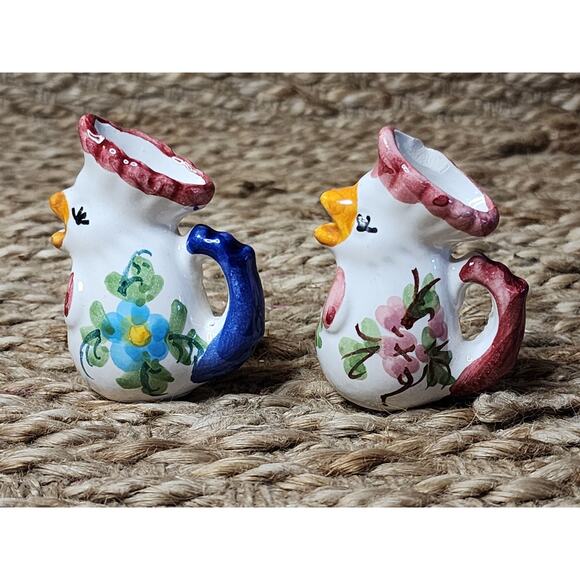 Vintage Pottery Hand Painted Rooster Pitcher Set Italy GIOVANNI VIETRI The Ants - Picture 9 of 16